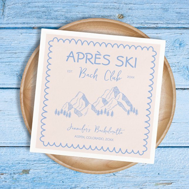 Apres Ski Winter Bachelorette Bach Club Serviette (Apres Ski Winter Bachelorette Bach Club Napkins)