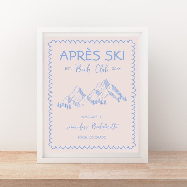 Apres Ski Winter Bachelorette Wochenende Willkomme Poster (Apres Ski Winter Bachelorette Weekend Welcome Poster)