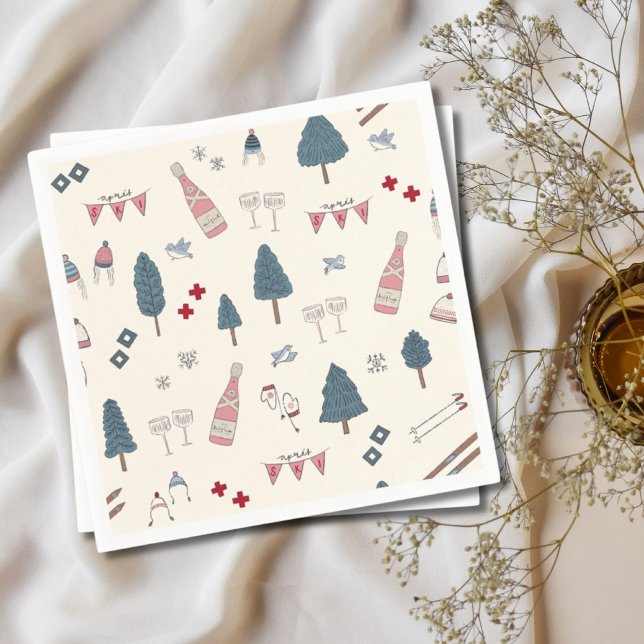 Apres Ski Winter Partys Champagner Rosa Napkins Serviette (Von Creator hochgeladen)