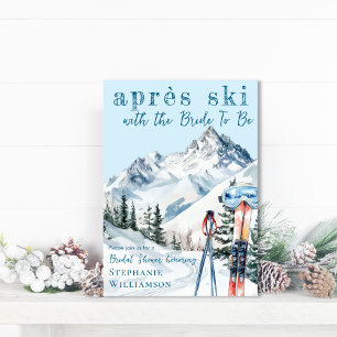 Apres Ski Winter Skifahren Aquarell Brautparty Einladung