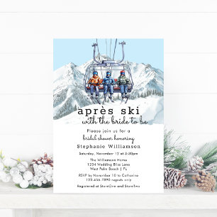 Apres Ski Winter Skilift Aquarell Brautparty Einladung