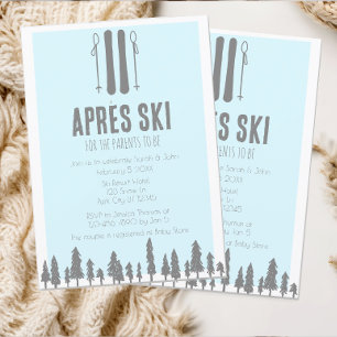 Apres Ski Winter Thema Blue Baby Dusche Einladung