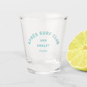 Après Surf Club Türkis Surfer Soziales Wappen Schnapsglas