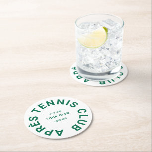 Après Tennis Club Custom Green Wappen Runder Pappuntersetzer