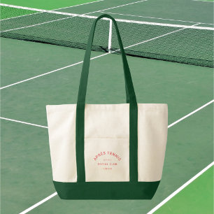 Après Tennis Social Club Rosa Wappen Grüner Griff Tragetasche