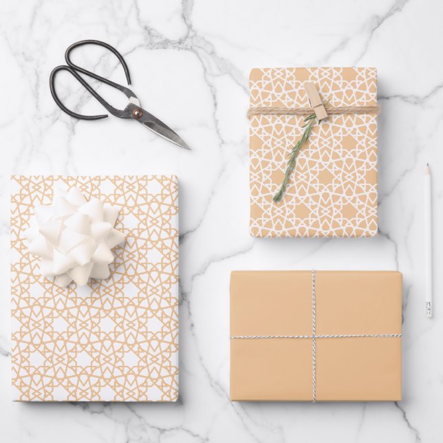 Apricot Arabesque Design Geschenkpapier Set (Vorderseite)