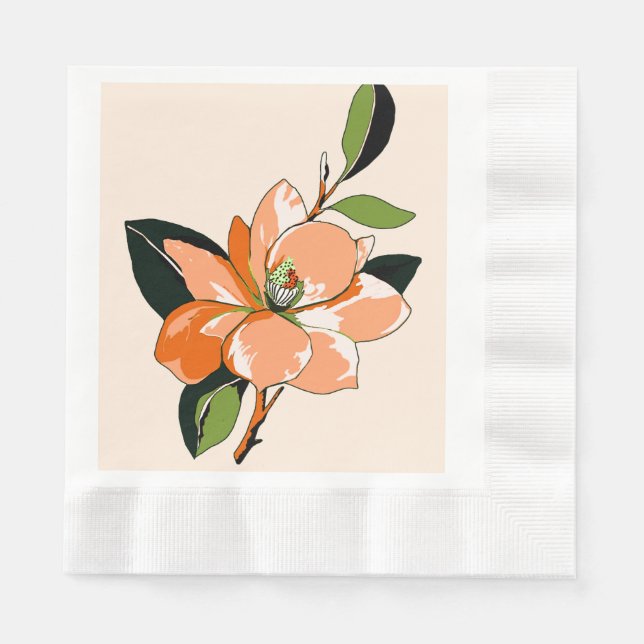 Apricot Azalea auf Creme Serviette (Vorderseite)