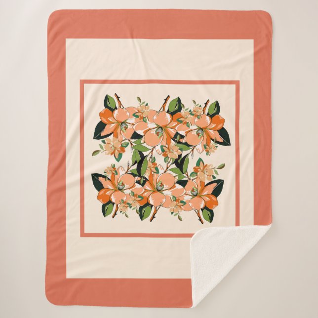 Apricot Azalea auf Cremes King Size Sherpadecke (Vorderseite)