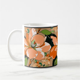 Apricot Azalea auf Tan Kaffeetasse