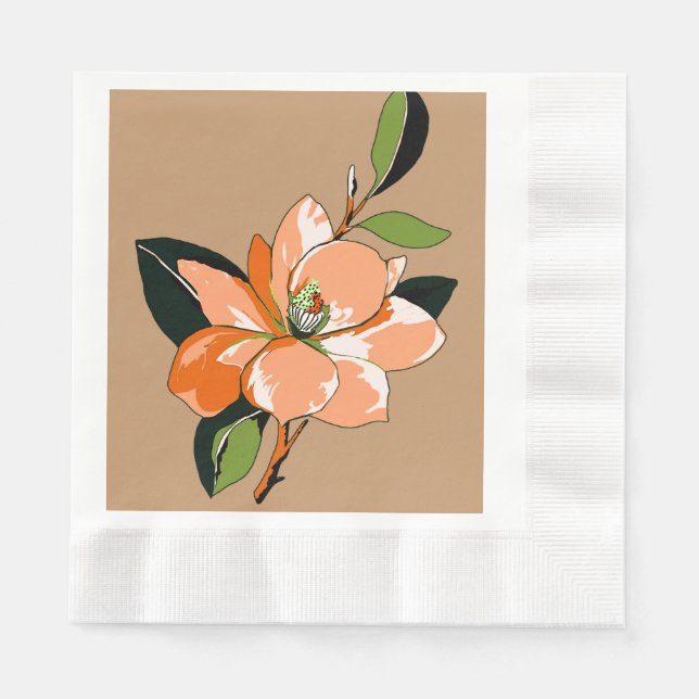 Apricot Azalea auf Tan Serviette (Vorderseite)