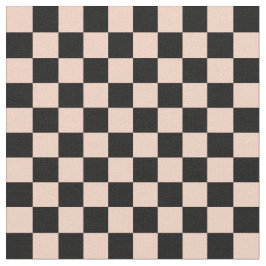Apricot & Black Checkerboard Stoff