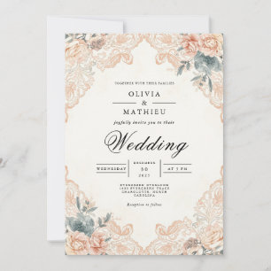 Apricot Blossom Archway Wedding Einladung