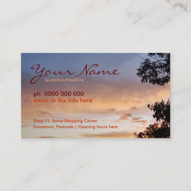Apricot Clouds Skyscapes Business Card Visitenkarte (Vorderseite)