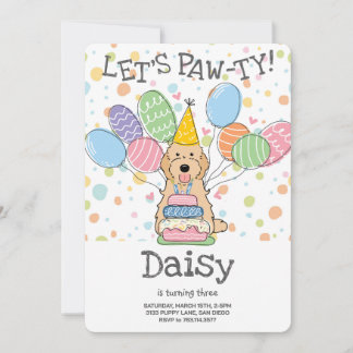 Apricot Cockapoo Cavapoo Dog Birthday Party Einladung