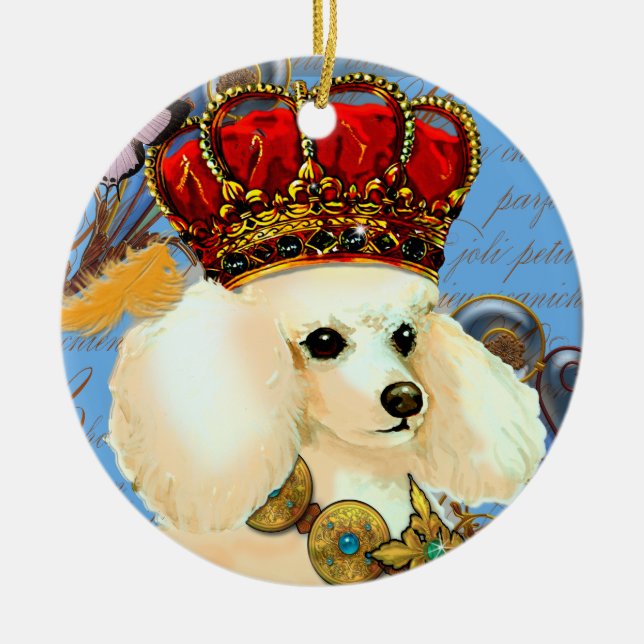 Apricot Cream Poodle King Weihnachtsschmuck (Vorne)