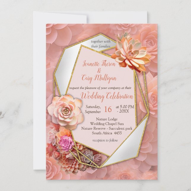 Apricot Crush Color 2024 mit Sukkulenten Einladung (Vorderseite)