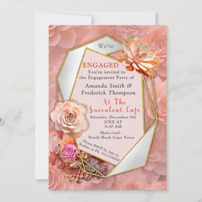 Apricot Crush Color 2024 mit Sukkulenten Einladung (Vorderseite)