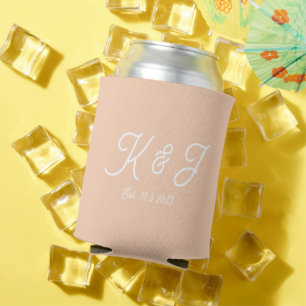 Apricot Crush Gastgeschenk Hochzeit Mit Monogramm Dosenkühler