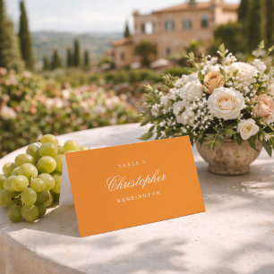 Apricot Crush Orange Fette Moderne Platzkarte Tischnummer