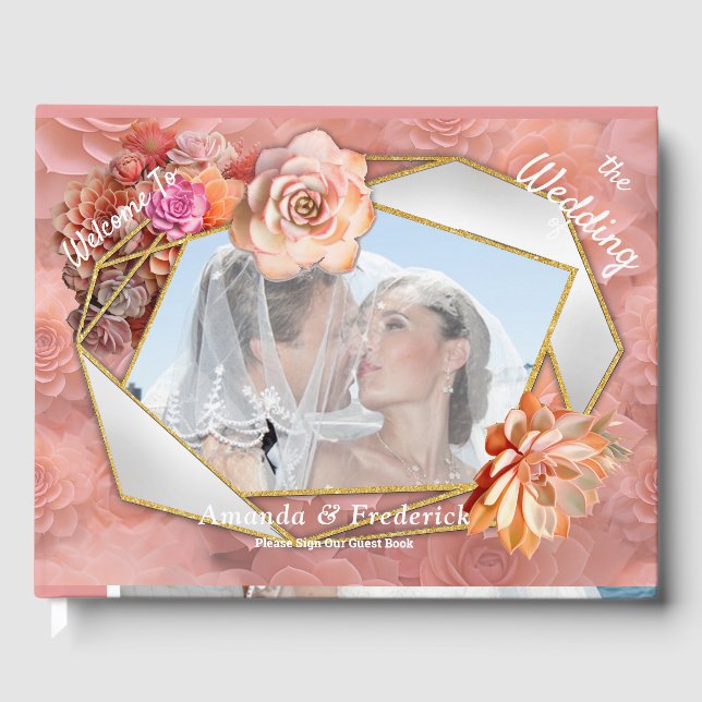 Apricot Crush Sukkulente Farben für 2024 Gästebuch (Vorderseite)