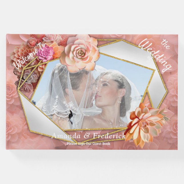 Apricot Crush Sukkulente Farben für 2024 Gästebuch (Vorderseite)