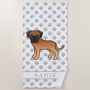 Apricot English Mastiff Niedlich Cartoon Dog & Nam Strandtuch