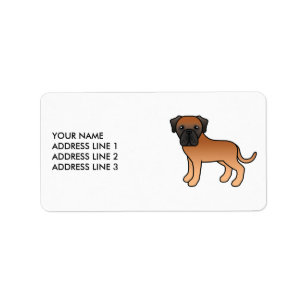 Apricot English Mastiff Süßer Cartoon-Hund & Text Adressaufkleber