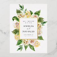 Apricot English Rose Blumenrahmen Save the Date