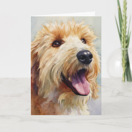 Apricot golden doodle watercolor karte
