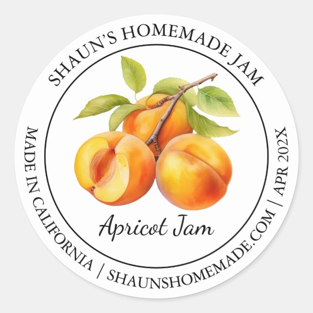 Apricot Jam Modern Label Runder Aufkleber (Vorderseite)