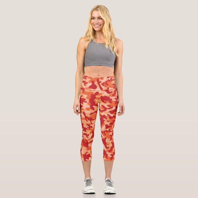 Apricot Lava Camouflage Capri Leggings (Vorderseite)