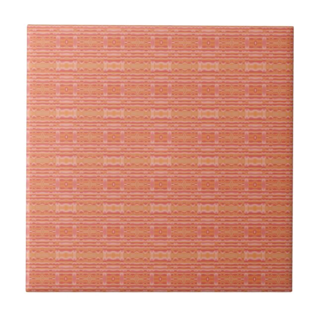 Apricot Mango Textured Geometric Tile Fliese (Vorderseite)