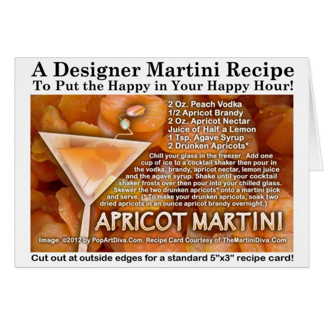 Apricot Martini-Rezept-Karte (Vorderseite (Horizontal))