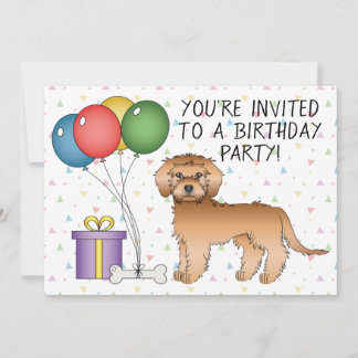 Apricot Mini Goldendoodle Cartoon Dog - Geburtstag Einladung