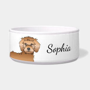 Apricot Mini Goldendoodle Cartoon Dog & Name Napf