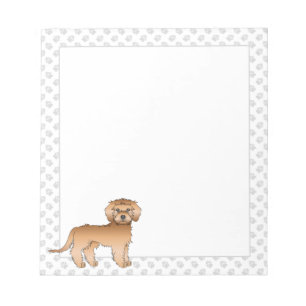 Apricot Mini Goldendoodle Cartoon Dog & Paws Notizblock