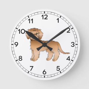 Apricot Mini Goldendoodle Niedlicher Cartoon Dog Runde Wanduhr