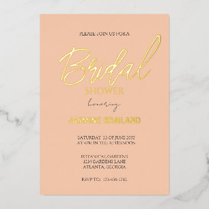 Apricot Modern Simple Brautparty Gold Folieneinladung