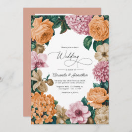 Apricot Nectar, Peony Pink & Warm Sand Wedding Einladung