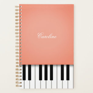 Apricot Orange Piano Keyboard Personalisierte Musi Planer