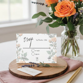Apricot Orange Rose Wedding RSVP Karte
