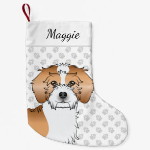 Apricot Parti-color Mini Goldendoodle Dog & Name Kleiner Weihnachtsstrumpf