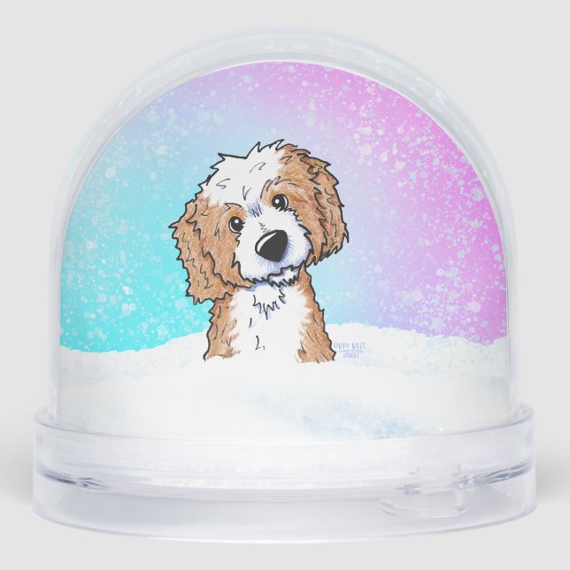 Apricot Parti Goldendoodle  Schneekugeln (Rückseite)