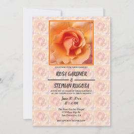 Apricot Peach Rose Blume Blossom Hochzeit Einladung