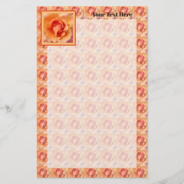 Apricot Peach Rose Blume Nah Up Foto Design Briefpapier (Vorderseite)