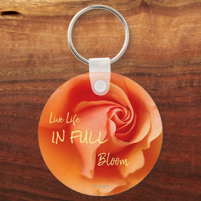 Apricot Peach Rose Blume Nah Up Foto Schlüsselanhänger (Vorderseite)