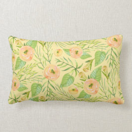 Apricot Peony Floral Watercolor Lumbar Pilze Lendenkissen