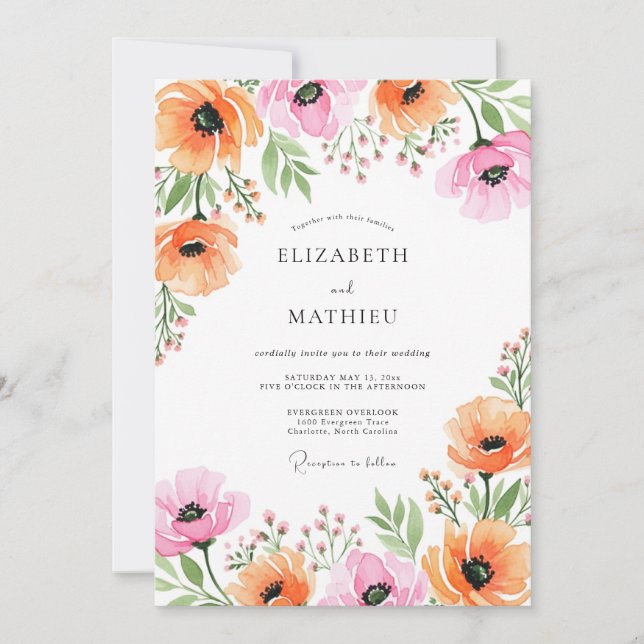Apricot Pink Alluring Spring Wedding Einladung (Vorderseite)