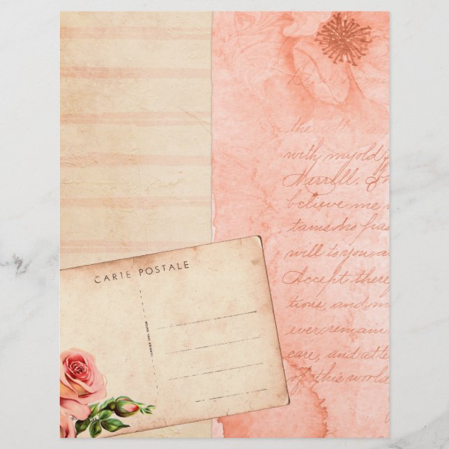 Apricot Pink Floral Collage Scrapbook Paper (Vorderseite)