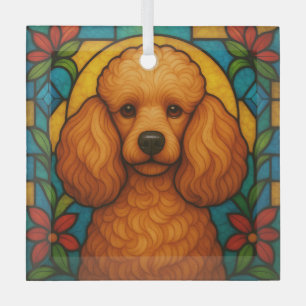 Apricot Poodle Dog "Hartglas" Ornament Aus Glas